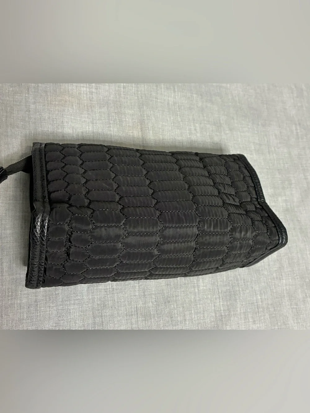 Aimee Kestenberg Black Quilted Cosmetic/Toiletry Bag with Logo Plate
